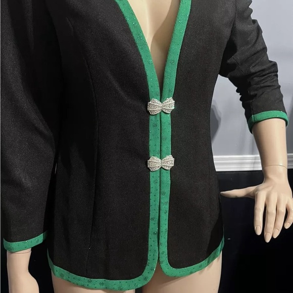 Mia-Knits Collections ladies VINTAGE Black Rhinestones Buttons Size 14W Church - Picture 2 of 6